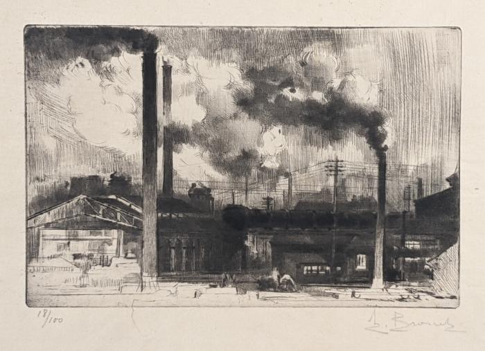 Au Creusot - Les Fumées;état unique;72. Le Creusot, vue extérieure des Fours à gaz;42. Le Creusot, les Fours à gaz;25. Le Creusot, les Fours à gaz