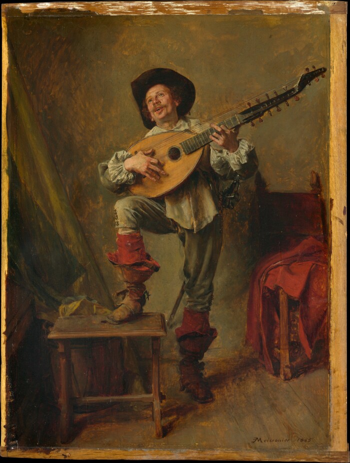 Soldat jouant du théorbe